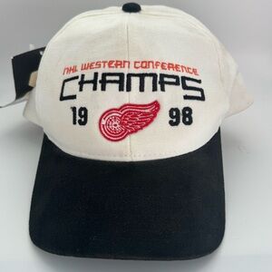 Vintage 1998 Detroit Red Wings Western Conference Champs Hat Starter Deadstock
